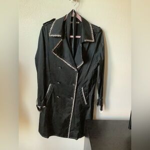 Class by Roberto Cavalli Women’s Jacket Size 12 Vintage Black 90s Trench Belted